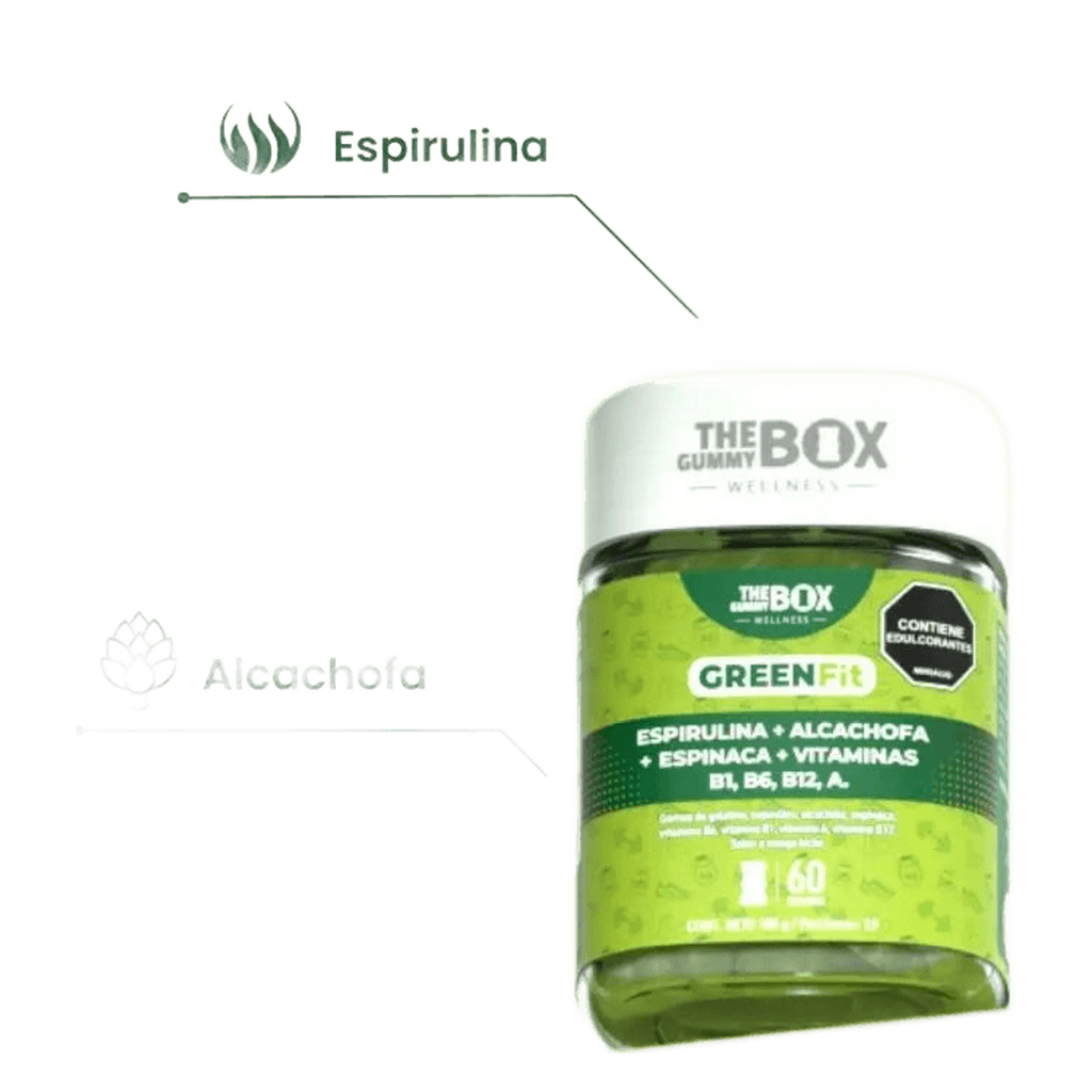 The Gummy Box Green Fit - Espirulina, alcachofa, espinaca y vitaminas en gomitas