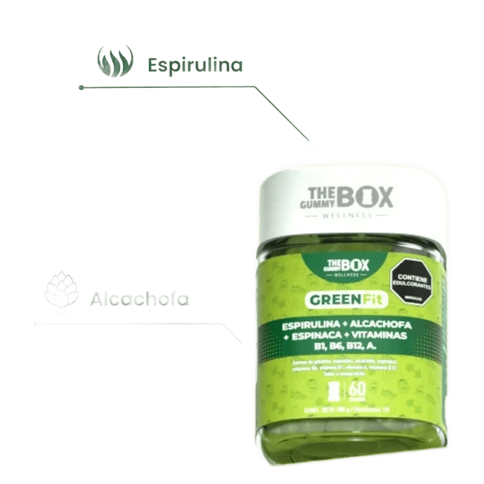 The Gummy Box Green Fit - Espirulina, alcachofa, espinaca y vitaminas en gomitas
