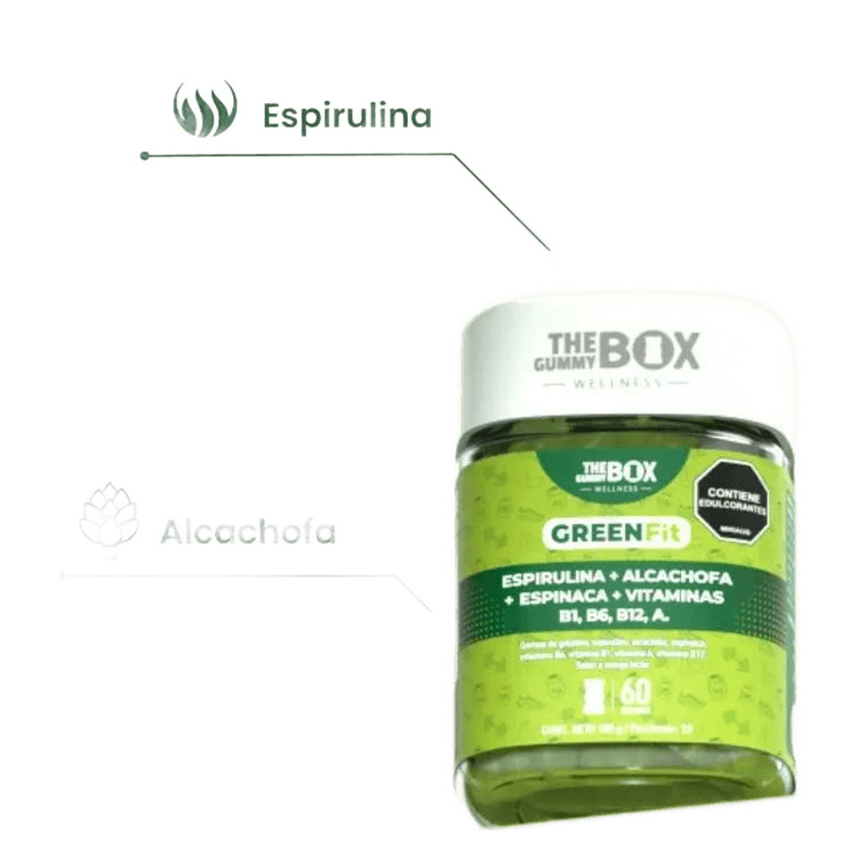 The Gummy Box Green Fit - Espirulina, alcachofa, espinaca y vitaminas en gomitas