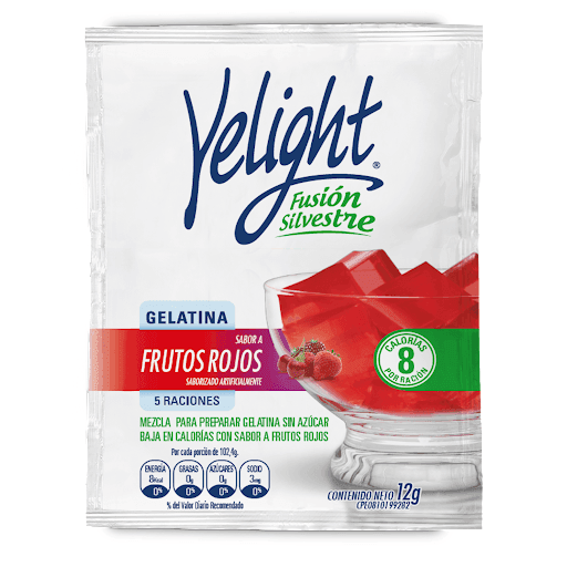 Gelatina Yelight sabor a Frutos Rojos 12 g
