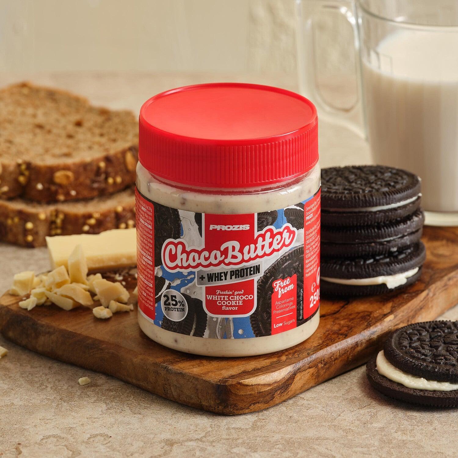 Prozis ChocoButter Duo + Whey protein   Chocolate Blanco y Cookie 250g