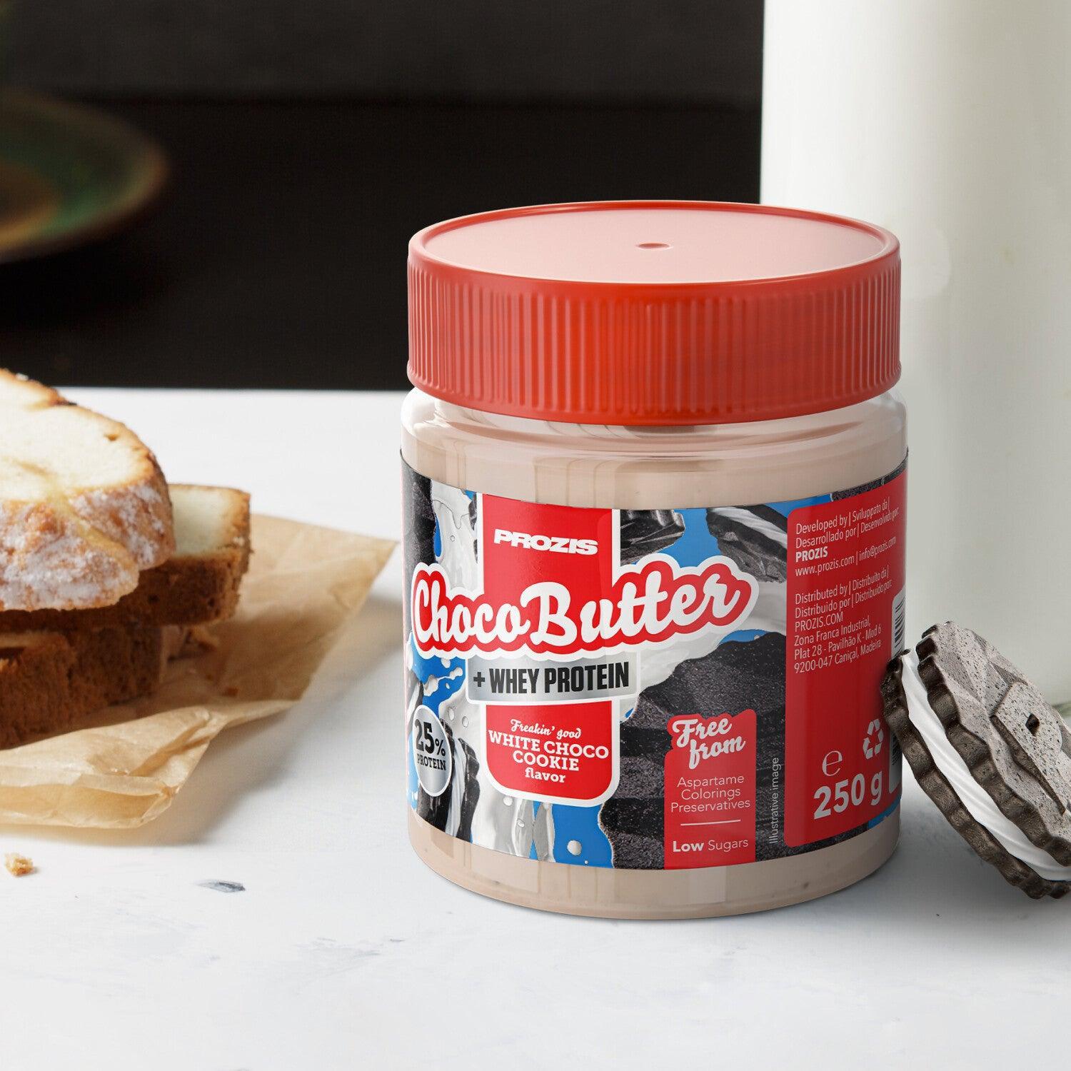 Prozis ChocoButter Duo + Whey protein   Chocolate Blanco y Cookie 250g