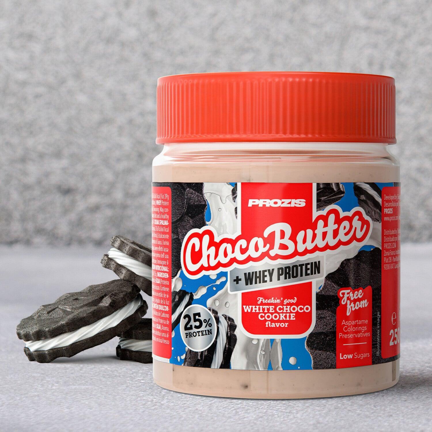 Prozis ChocoButter Duo + Whey protein   Chocolate Blanco y Cookie 250g