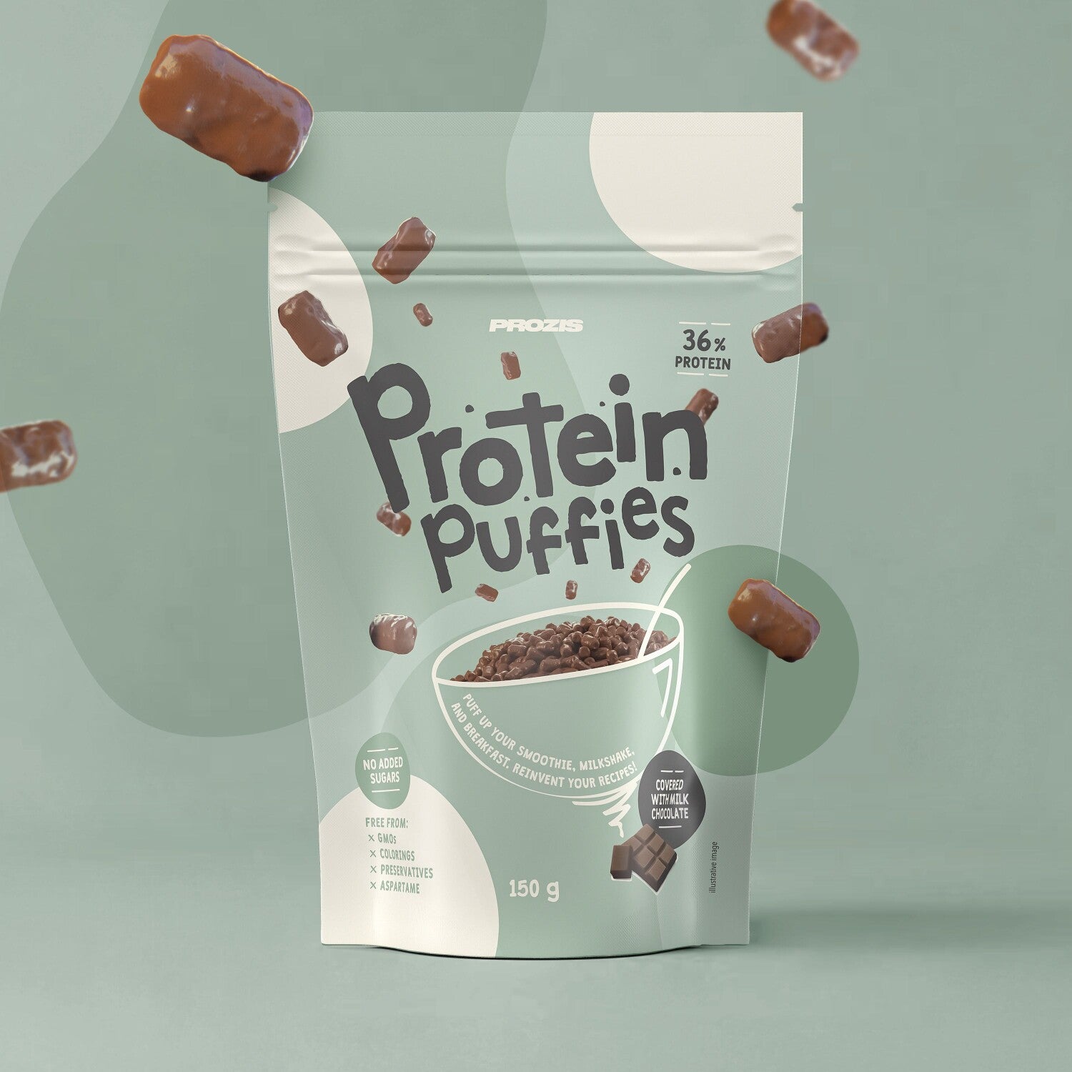 Protein Prozis Puffies - Cobertura de chocolate con leche 150 g
