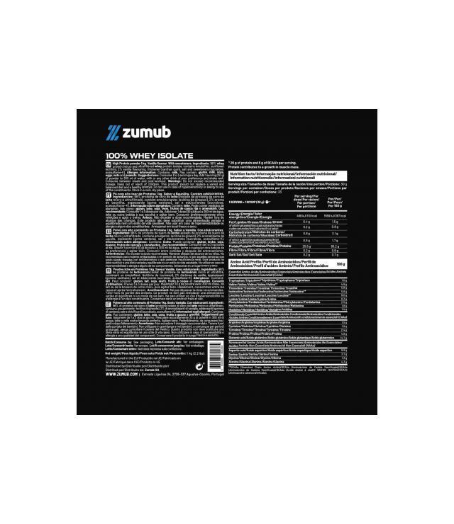 Zumub Proteína 100% Whey Aislada 1 Kg   Vainilla