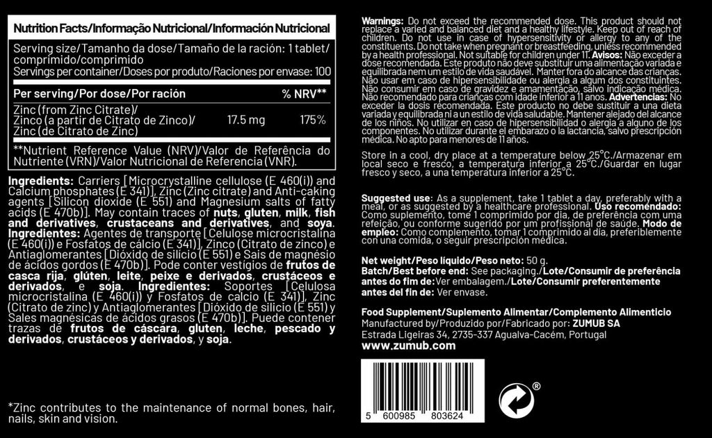 Zumub ZINC 100 Tabletas