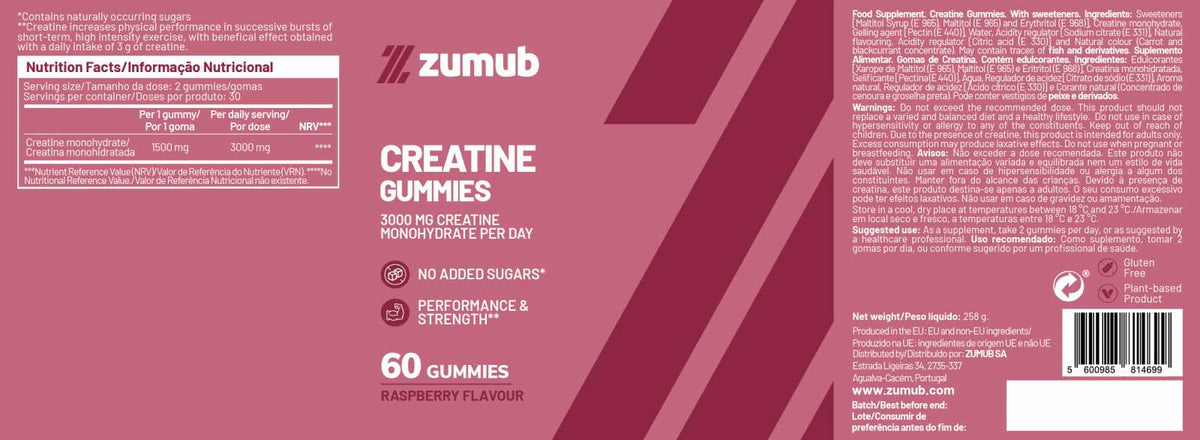 Zumub Creatina 60 Gominolas — ingredientes