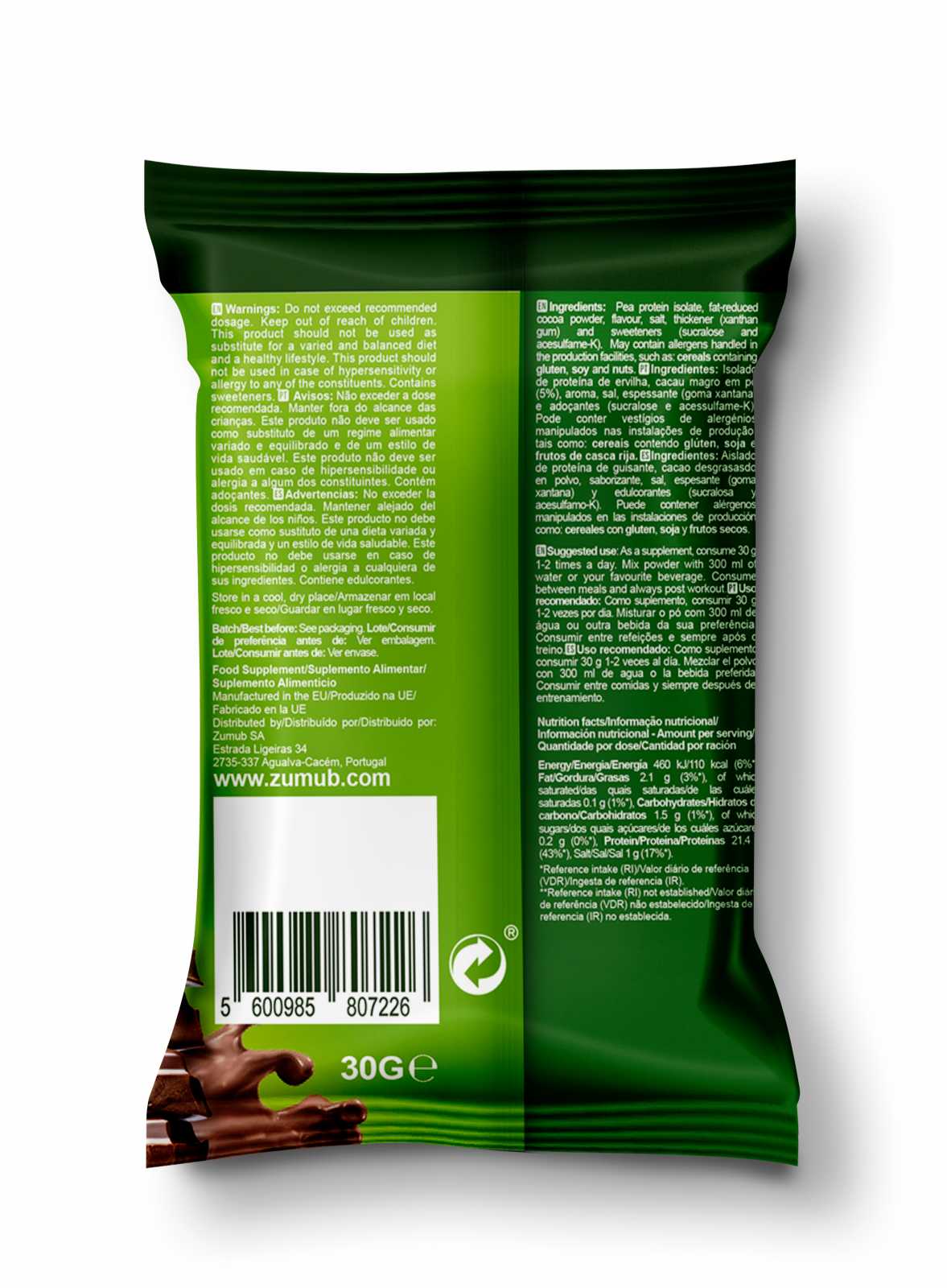 Zumub Proteína 100% Vegana 30g   Chocolate