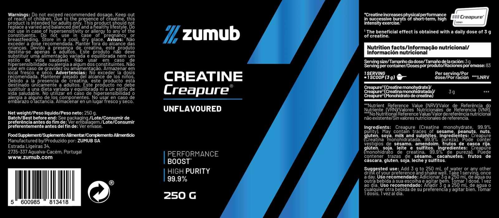 Zumub Creatina Creapure 250 g
