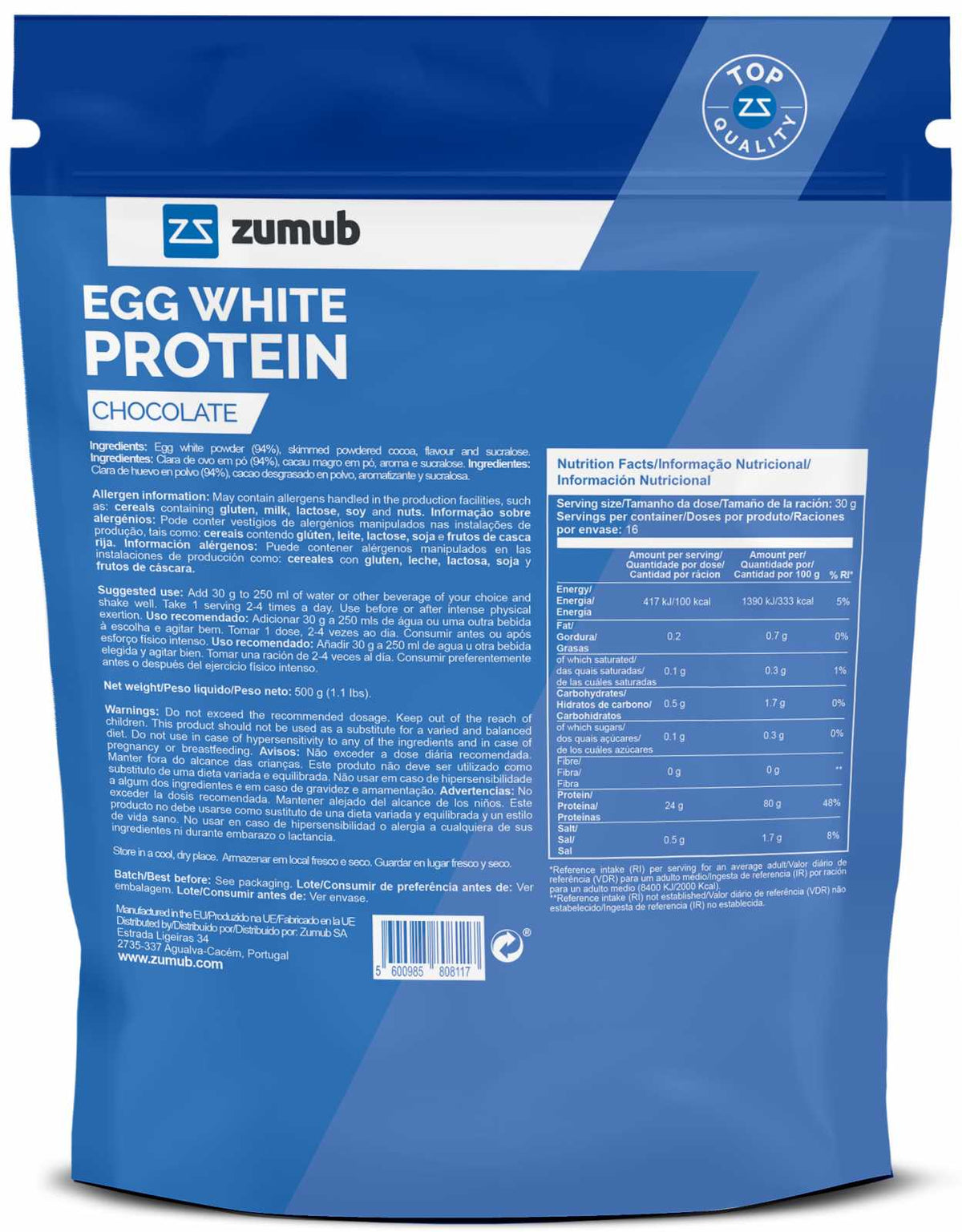 Zumub Egg White Protein 500 g — Chocolate 2