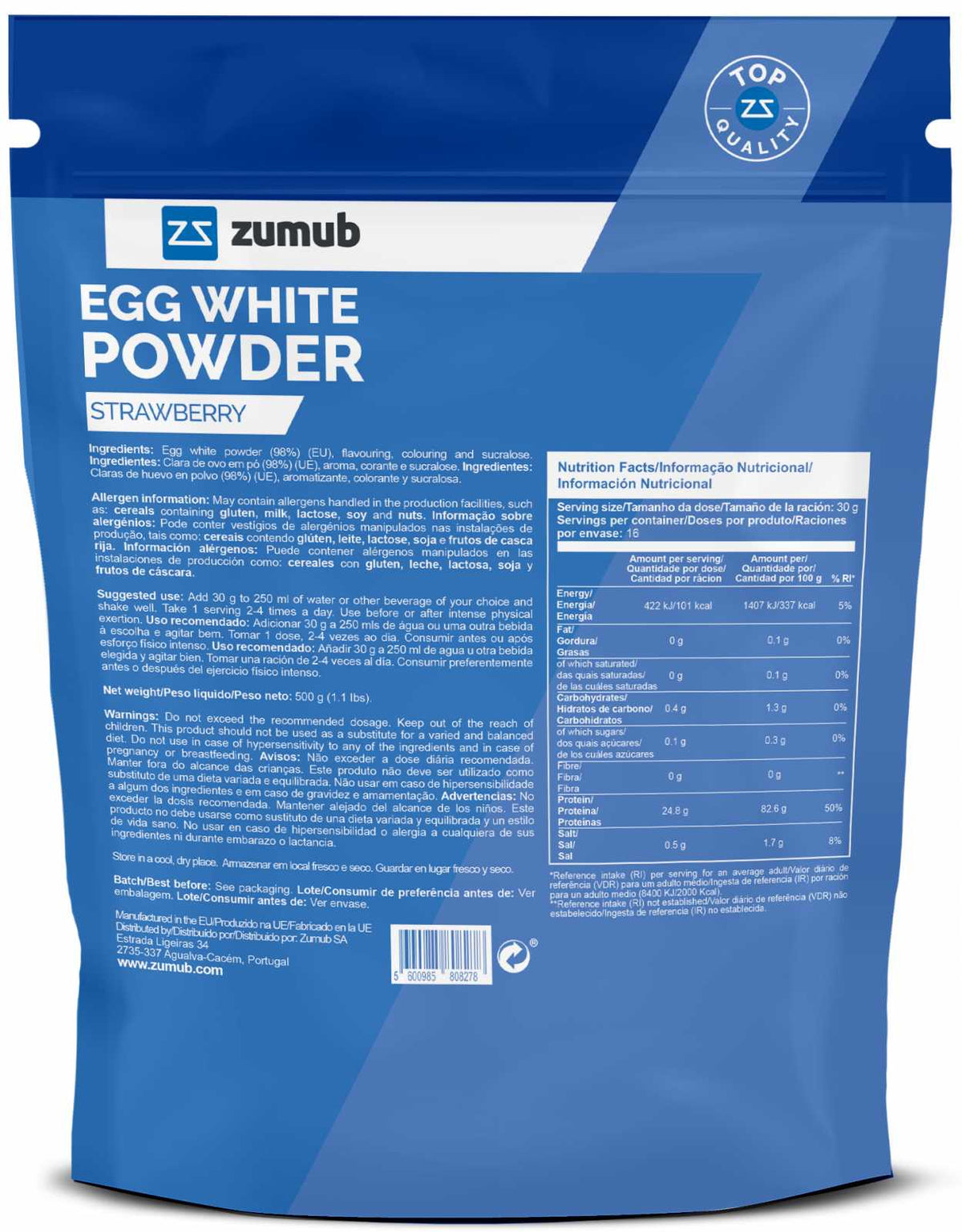 Zumub Egg White Protein 500 g — Fresa 2
