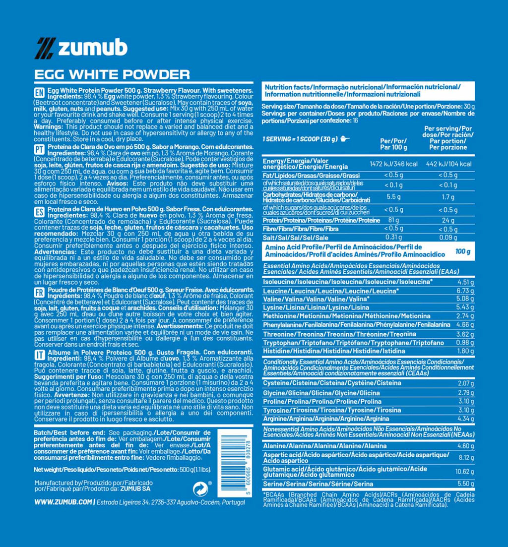 Zumub Egg White Protein 500 g — Fresa 3