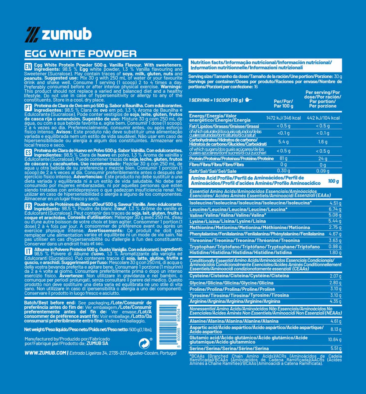 Zumub Egg White Protein 500 g — Vainilla 2