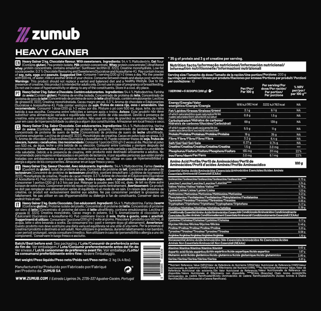 Zumub Heavy Gainer 2kg  Chocolate