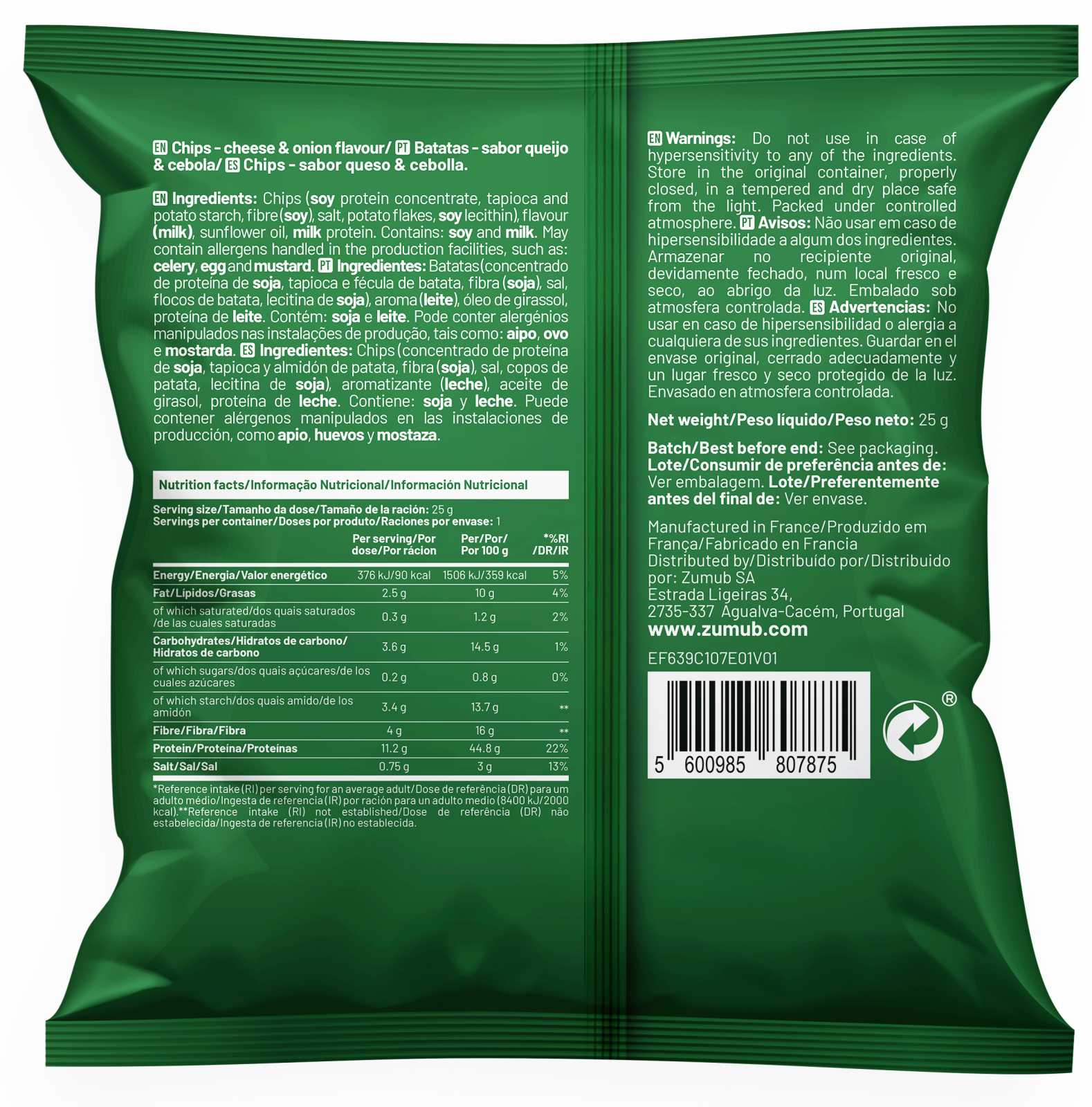 Zumub Protein Chips Queso cebolla 25g