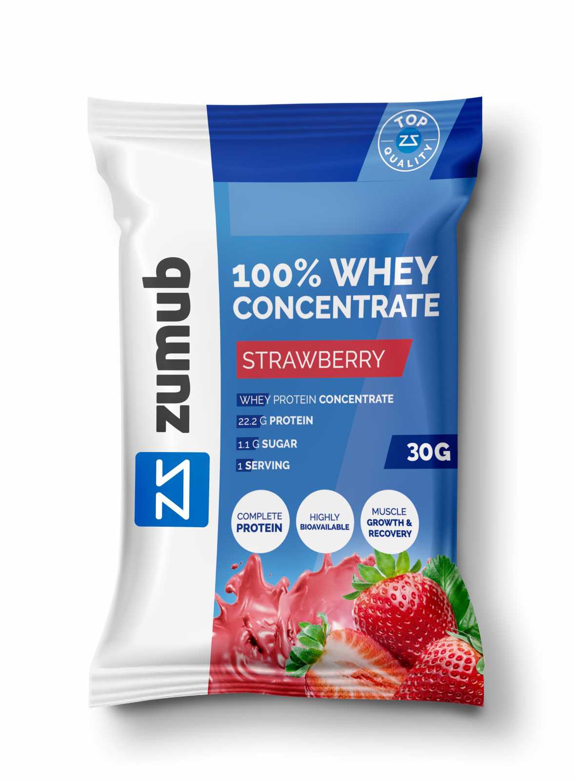 Zumub Proteína 100% Whey Concentrada   Fresa 30g Sobre individual